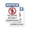 Signmission No Entry Without Permission OSHA Notice Sign, Plastic, 7in W x 10in L, 2PK OS-2PACK-NS-P-710-V-14523 - alternate 1
